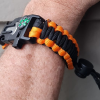 Paracord Basic Survival Bracelet (Black and Orange Mix) - Compass - Whistle - Fire starter