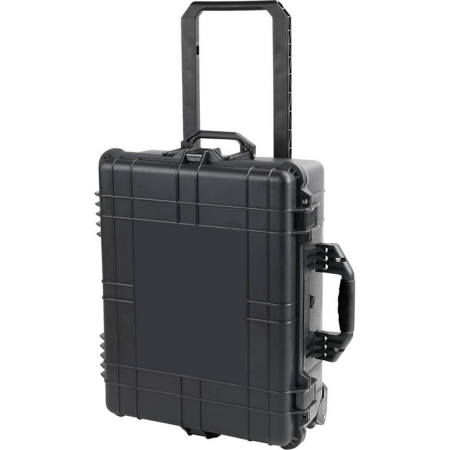 High Impact Hard Plastic Storage Case On wheels with Trolley Black Water and Dust Resistant Overall Size 615x485x240mm