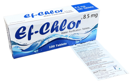 EF-Chlor 8.5 mg Water Purification Tablets – Box of 100 Each tablet can treat 1 litre of water