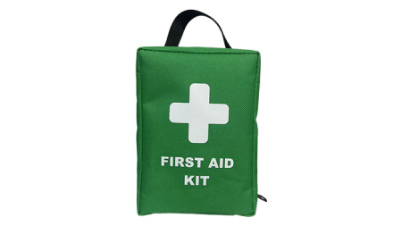 Dual Split Clamshell First Aid Bag comes with carry / attaching handle and belt loop