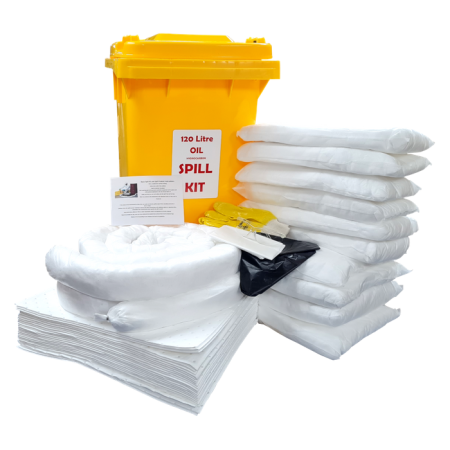 120 Litre Oil / Hydrocarbon Spill kit in Wheelie Bin PREMIUM