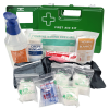 Stand alone trauma First Aid Kit In X Large Green Plastic Wall Mount Box, clip on and off mechanism, see contents list picture for reference only