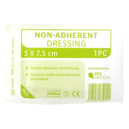 Non Adherent Dressings 7.5cmx5cm Sterile Single