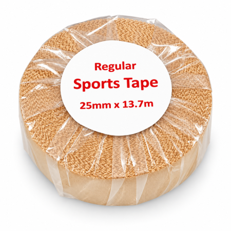 Regular Rigid Sports Tape Fabric Single Roll Wrapped 25mm x 13.7m - Beige (EOL)