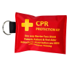 CPR Key Ring Pouch Red with CPR & Examination Gloves