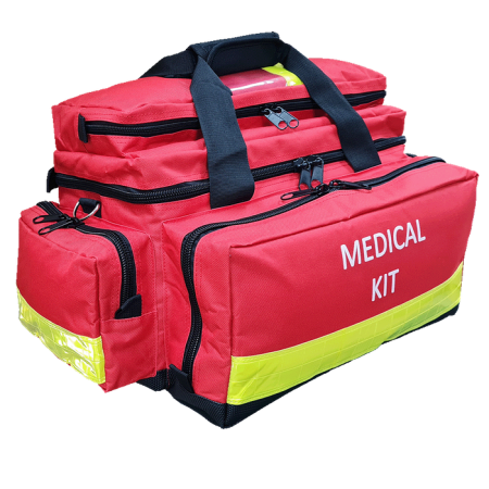 First Aid Medical Kit Bag Red & Lime Reflective Tape Under Arm Shoulder Sling