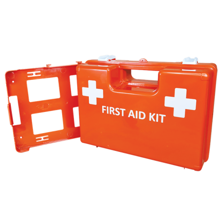 First Aid Box Plastic, Orange, Large with Wall Mount Bracket Empty