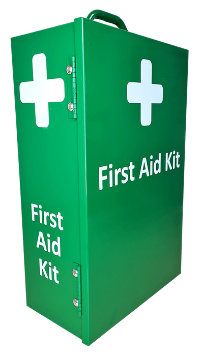 First Aid Metal Box Portrait Large Wall Mountable Green Empty