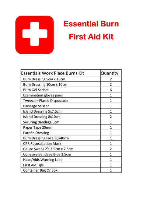 Burn Injury Essentials First Aid Kit Clear Plastic Box Store or Wall Mount - Image 2