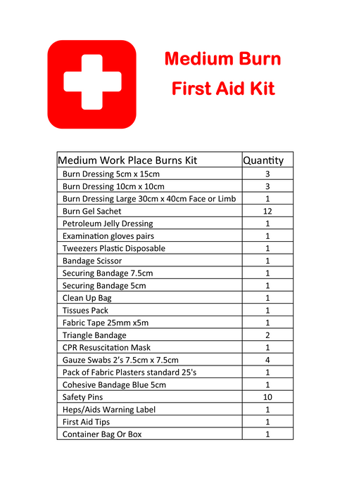 Burn Injury First Aid Kit Refill Complete Medium / Commercial - Image 2