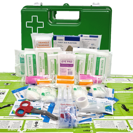 First Aid Kit Office 1-50 Person Green Wall Mountable Plastic Box