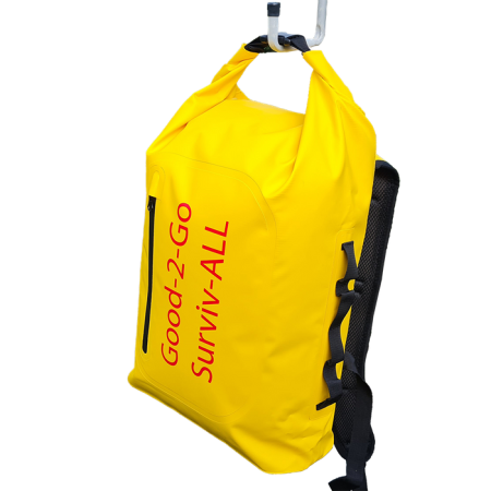 Dry Bag Back Pack XL - Padded Back and Shoulder Straps - Yellow - Printed with Good-2-Go