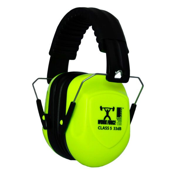 Ear Muff Folding Compact Hi Viz Lime/Yellow Class 5 - Image 2